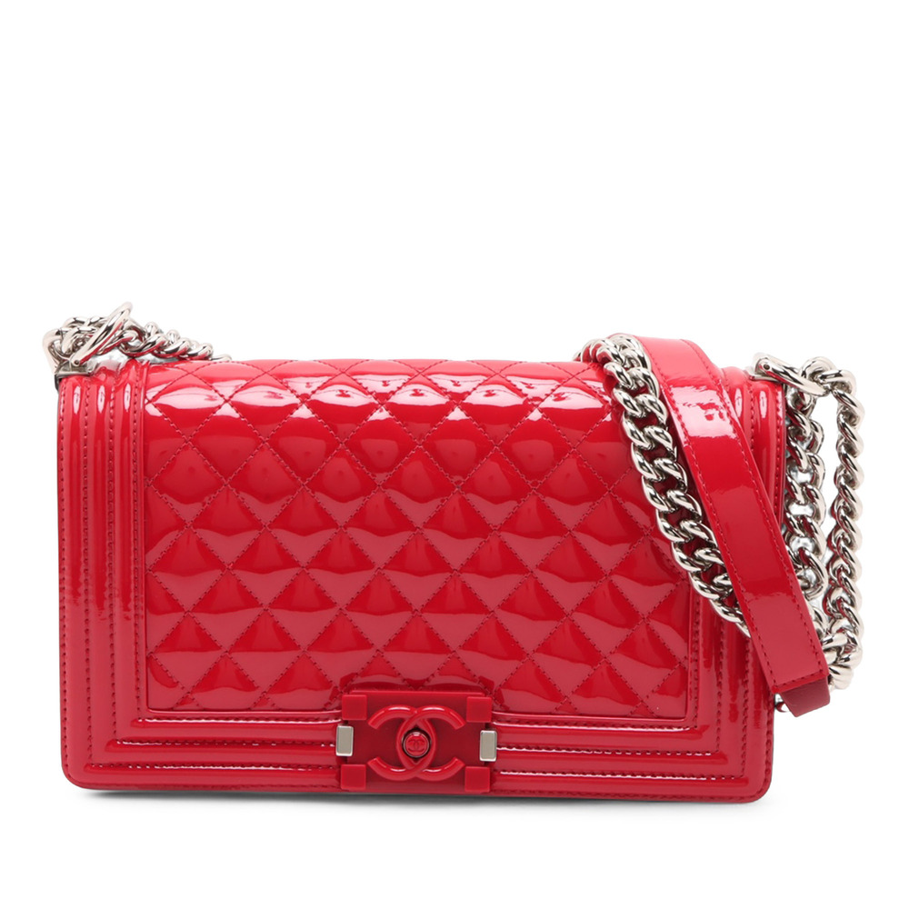 Pre-Loved Chanel Old Medium Quilted Patent Acrylic Boy Flap